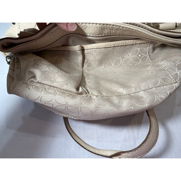 Fossil Cream or Ivory Pebbled Leather Satchel Shoulder Bag Blackburn Collection - Picture 6 of 16